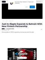 Just In: Ripple Expands to Bahrain With New Fintech Partnership - U.Today