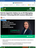 KuCoin Appoints Sabina Liu as EU Managing Director Following MiCAR License Milestone - TheNewsCrypto