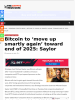 Bitcoin to ‘move up smartly again’ toward end of 2025: Saylor - The Crypto News Wire