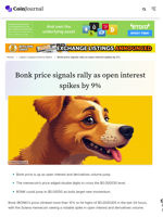Bonk price signals rally as open interest spikes by 9% - CoinJournal