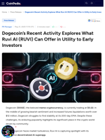 Dogecoin’s Recent Activity Explores What Ruvi AI (RUVI) Can Offer in Utility to Early Investors