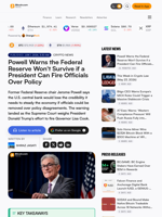 Powell Warns the Federal Reserve Won't Survive if a President Can Fire Officials Over Policy