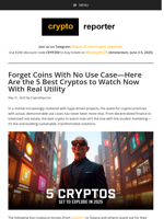 Forget Coins With No Use Case—Here Are the 5 Best Cryptos to Watch Now With Real Utility