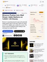Binance Pushes Into Wall Street, Adds Options on 1,000+ US Stocks