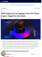XRP Hits $3 Wall as Digitap’s No-KYC Card Fuels 20x Speculation
