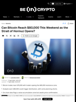 Will Bitcoin Price Surge Above $80K This Week as Hormuz Opens?