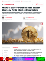 Michael Saylor Defends Bold Bitcoin Strategy Amid Market Skepticism - Coinspeaker