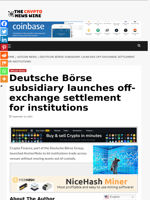 Deutsche Börse subsidiary launches off-exchange settlement for institutions - The Crypto News Wire