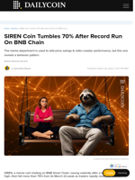 SIREN Coin Tumbles 70% After Record Run On BNB Chain - DailyCoin