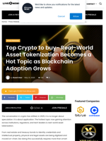 Top Crypto to buy- Real-World Asset Tokenization Becomes a Hot Topic as Blockchain Adoption Grows  | Live Bitcoin News