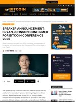 BIOHACKER BRYAN JOHNSON TO SPEAK AT BITCOIN CONFERENCE!