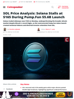 SOL Price Analysis: Solana Stalls at $165 During Pump.Fun $5.6B Launch - Coinspeaker