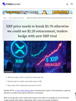 XRP price needs to break $3.70 otherwise we could see $2.20 retracement, traders hedge with new XRP rival - CoinJournal