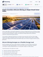 Engie Considers Bitcoin Mining at Major Brazil Solar Plant - Latest news from the world of blockchain on our website