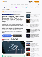 Bitcoin Covered Calls Could Generate 22% Yield in a Sideways Market, Grayscale Says