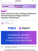 Toku and Pact Labs to Bring Stablecoin-Powered Earned Wage Access to Workers Worldwide - Coinfea