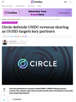 Circle defends USDC revenue sharing as OUSD targets key partners