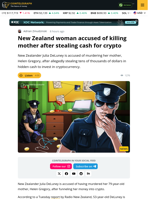 NZ Woman Allegedly Kills Mother After Crypto-Related Theft