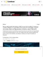 Hyperliquid is beating ethereum in trading volume on some days as big money rotates, says FalconX