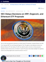 SEC Delays Decisions on XRP, Dogecoin, and Ethereum ETF Proposals