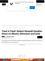 'Cash Is Trash': Robert Kiyosaki Doubles Down on Bitcoin, Ethereum and Gold - U.Today