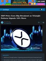 XRP Price Eyes Big Breakout as Triangle Pattern Signals 16% Move
