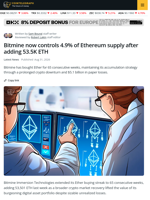 Bitmine Extends Ether Buying Streak to 65 Weeks