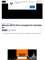 Bitcoin (BTC) Price Analysis for October 18 - U.Today