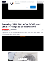 Breaking: XRP, SOL, ADA, DOGE, and LTC ETF Filings to Be Withdrawn - U.Today