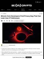 Bitcoin Core Developers Find Privacy Bug That Can Leak User IP Addresses