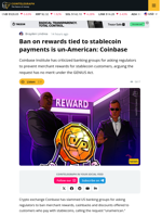 Banning Stablecoin Merchant Rewards Would Be Unamerican: Coinbase