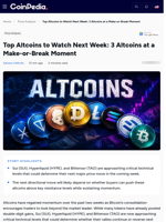 Top Altcoins to Watch Next Week: 3 Altcoins at a Make-or-Break Moment