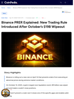 Binance PRER Explained: New Trading Rule Introduced After October's $19B Wipeout