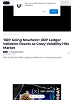 'XRP Going Nowhere': XRP Ledger Validator Reacts as Crazy Volatility Hits Market - U.Today