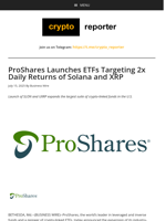 ProShares Launches ETFs Targeting 2x Daily Returns of Solana and XRP