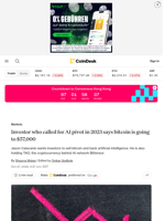 BTC analysis: Investor who called for AI pivot in 2023 says bitcoin is going to $57,000