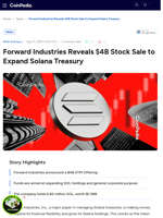 Forward Industries Reveals $4B Stock Sale to Expand Solana Treasury