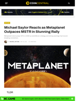 Michael Saylor Reacts as Metaplanet Outpaces MSTR in Stunning Rally - CoinCentral