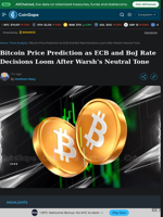 Bitcoin Price Prediction as ECB and BoJ Rate Decisions Loom After Warsh’s Neutral Tone