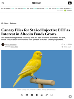 Canary Files for Staked Injective ETF as Interest in Altcoin Funds Grows - Decrypt