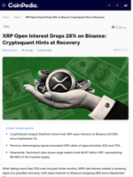 XRP Open Interest Drops 28% Binance Cryptoquant Hint Recovery