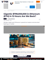 Gigantic $799,000,000 in Ethereum (ETH) in 12 Hours: Are We Back?