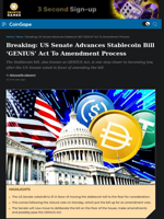 US Senate Advances Stablecoin Bill 'GENIUS' Act To Amendment Process