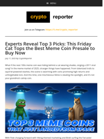 Experts Reveal Top 3 Picks: This Friday Cat Tops the Best Meme Coin Presale to Buy Now