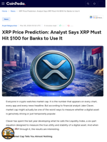 XRP Price Prediction: Analyst Says XRP Must Hit $100 for Banks to Use It