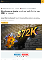 Bitcoin Spot Demand Rises As $72K May Define Next Move