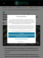 Paris Saint-Germain Adds Bitcoin to Treasury, Marking Crypto Milestone in Sports - Crypto News Flash