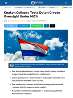 Knaken Collapse Tests Dutch Crypto Oversight Under MiCA - Crypto News Flash
