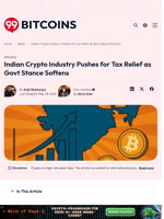 Indian Crypto Sector Seeks Tax Relief as Govt. Softens Stance