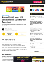 Algorand (ALGO) Jumps 18% Daily as Analysts Expect Further Gains Ahead